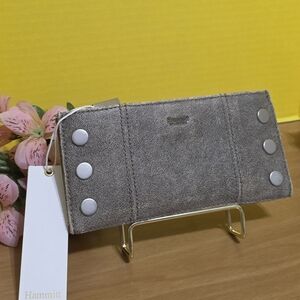 Hammitt Gray Leather Wallet with Silver Accents
